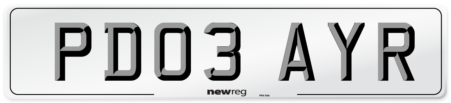 PD03 AYR Number Plate from New Reg